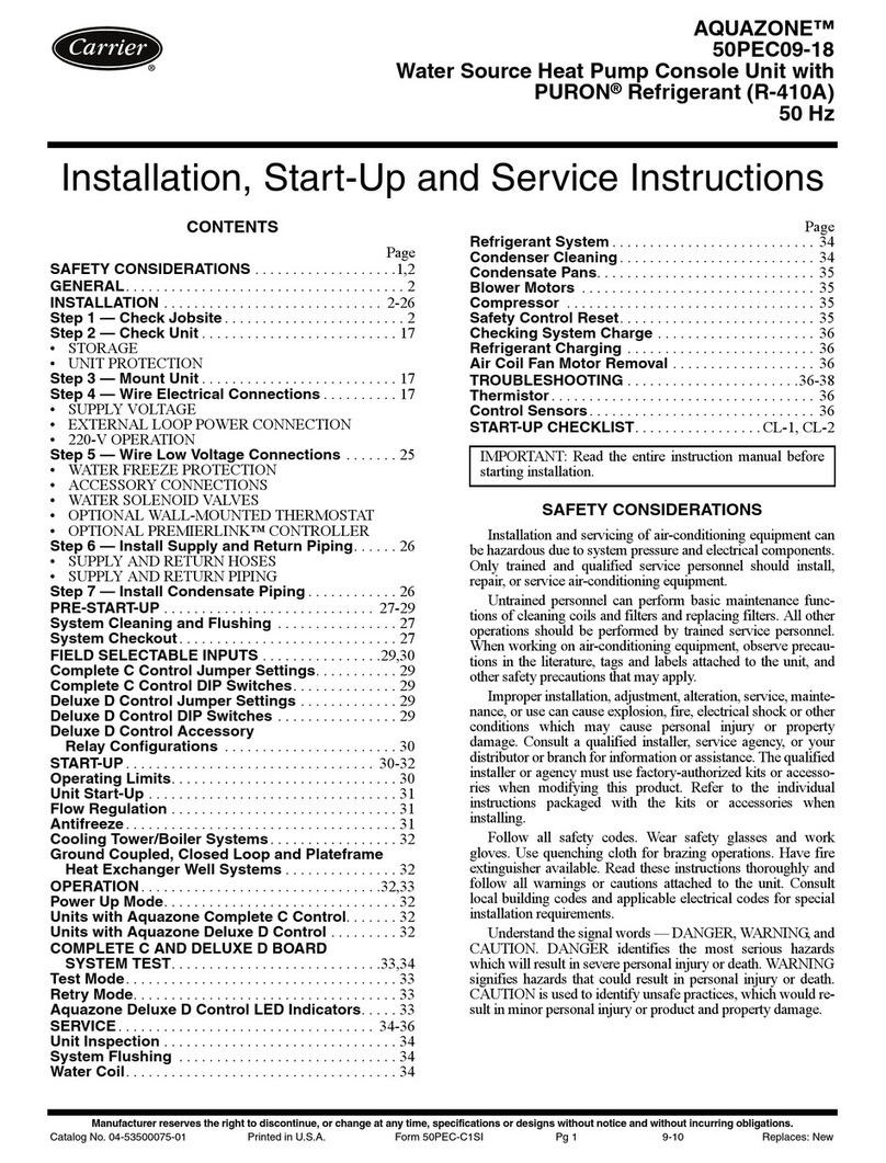 Carrier 50PEC09-18 Aquazone Installation, Start-Up and Service Instructions
