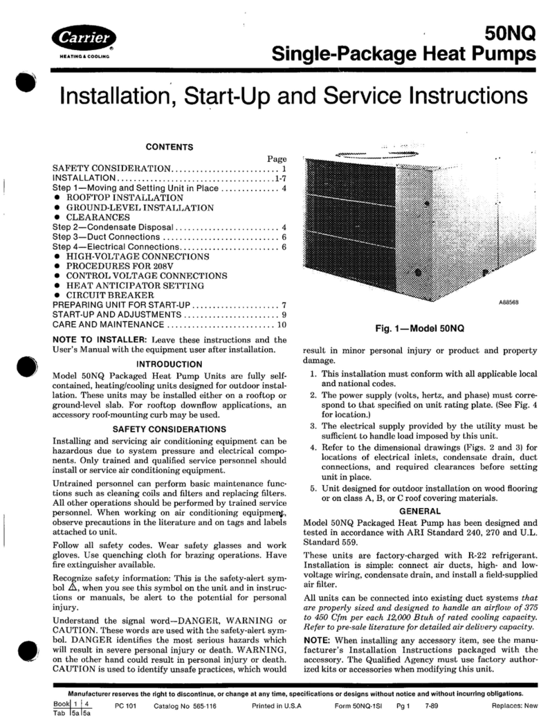 Carrier 50NQ Installation, Start-Up and Service Instructions