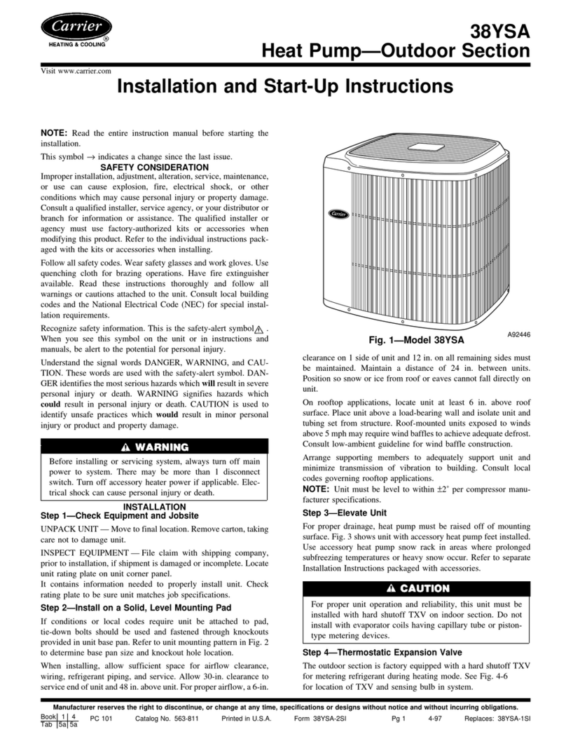 Carrier 38YSA Installation and start-up instructions