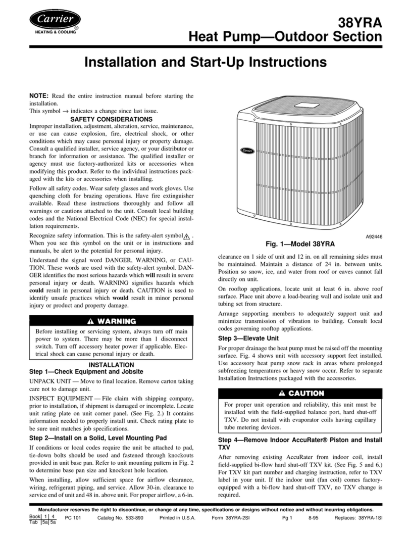 Carrier 38YRA Installation and start-up instructions Carrier 38YRA Installation and start-up instructions