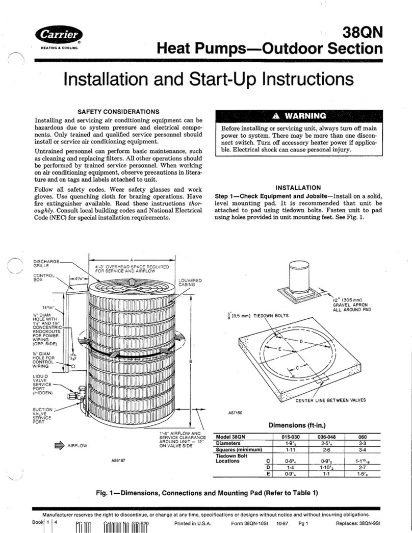 Carrier 38QN Installation and start-up instructions