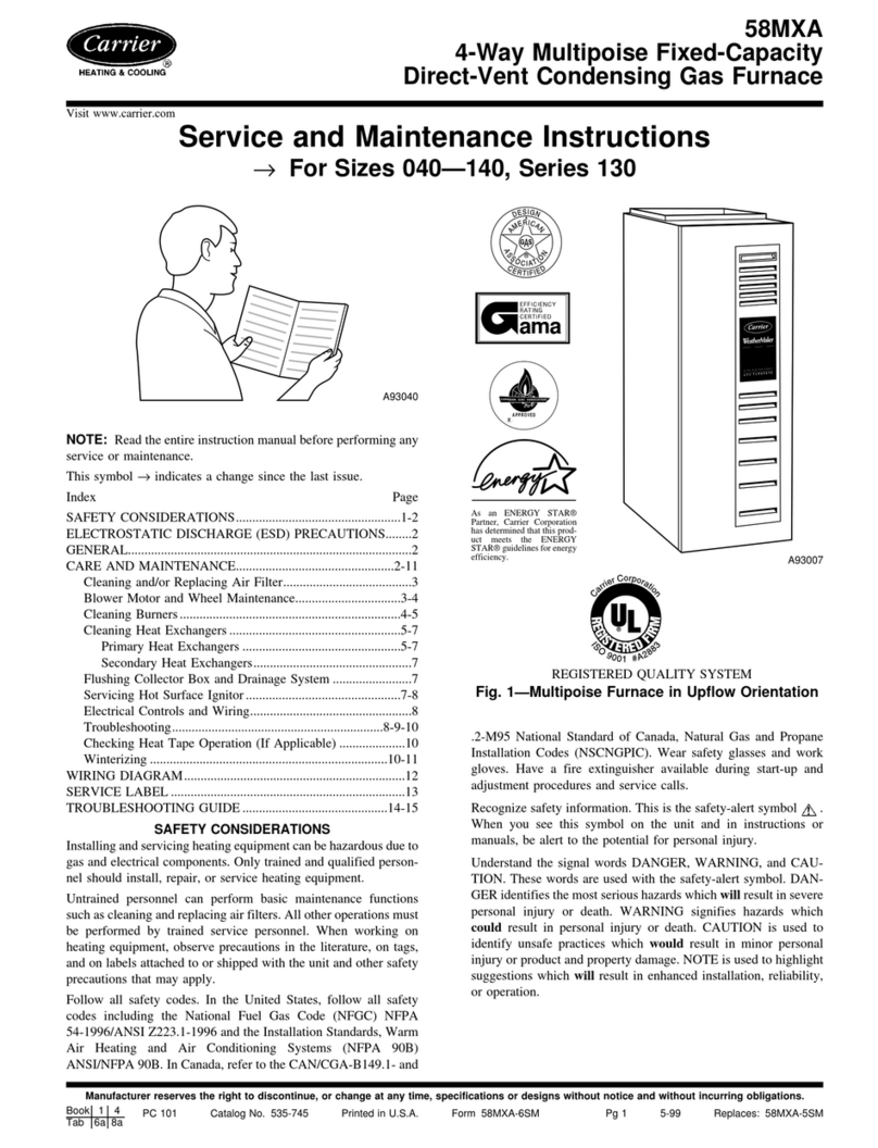 Carrier GAS FURNACE 58MXA Service and maintenance instructions
