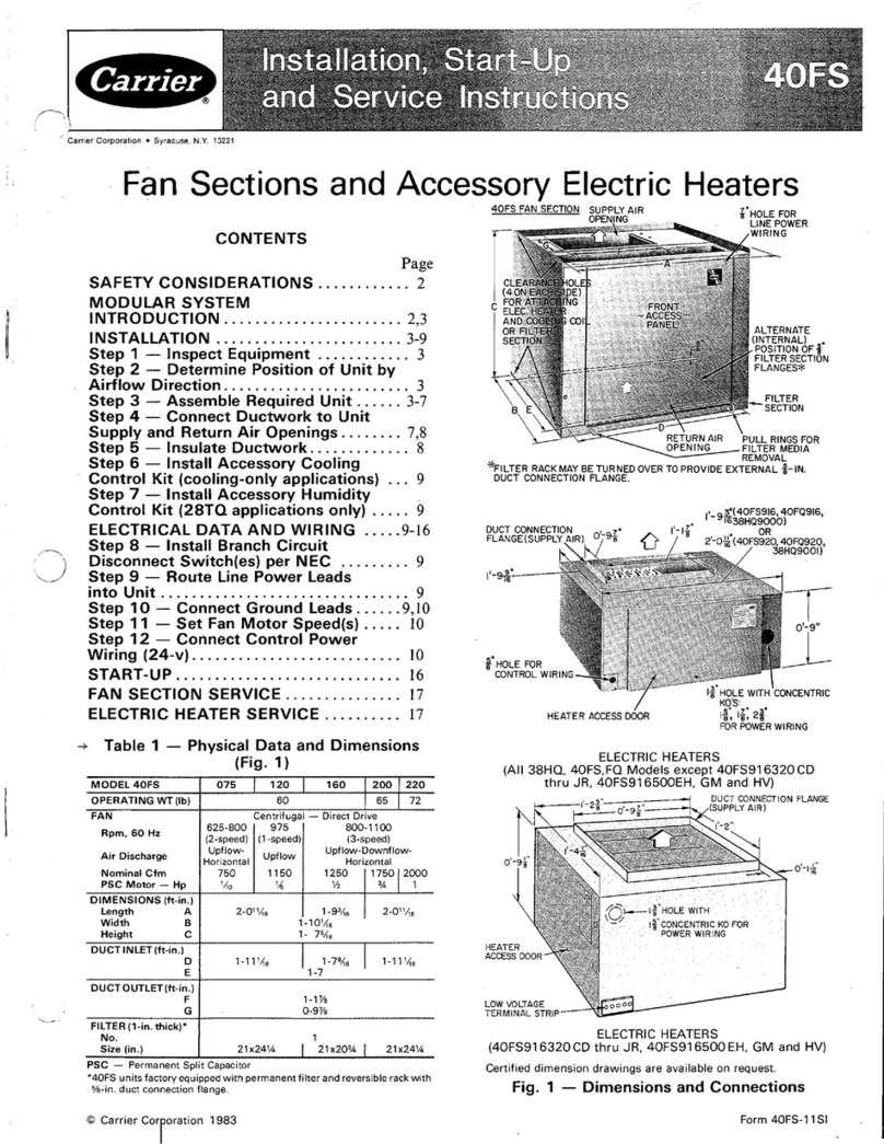 Carrier 40FS Installation, Start-Up and Service Instructions