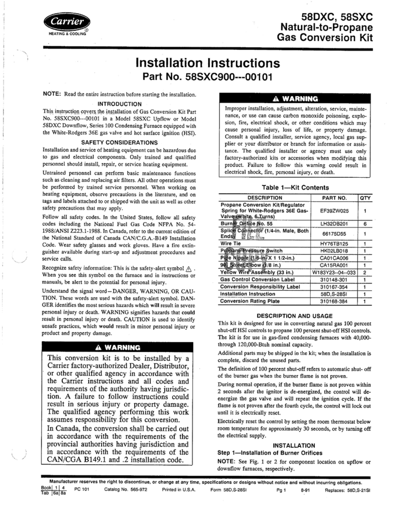 Carrier DELUXE 58DXC installation instructions