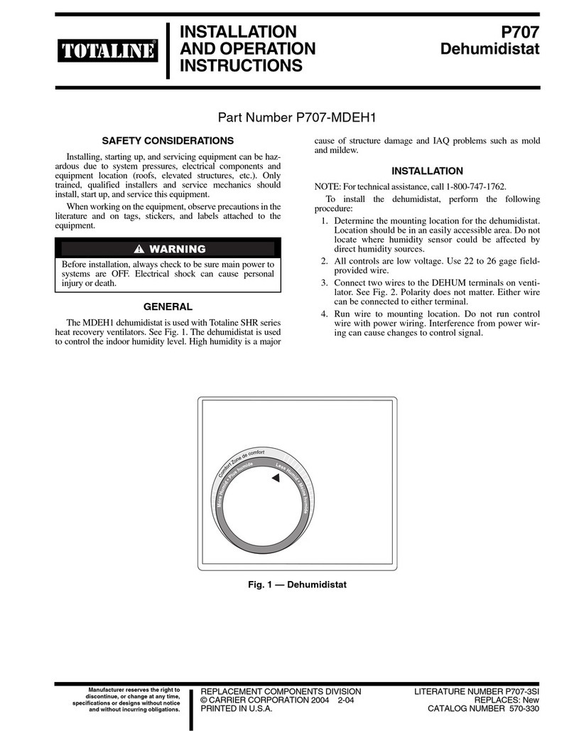 TOTALINE TOTALINE P707 Installation and operation instructions