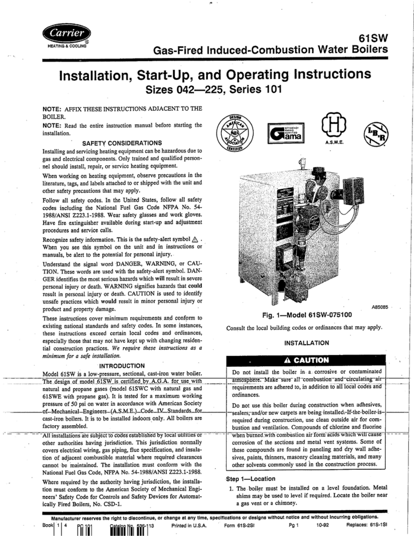 Carrier 61SW Installation, start-up, and operating instructions