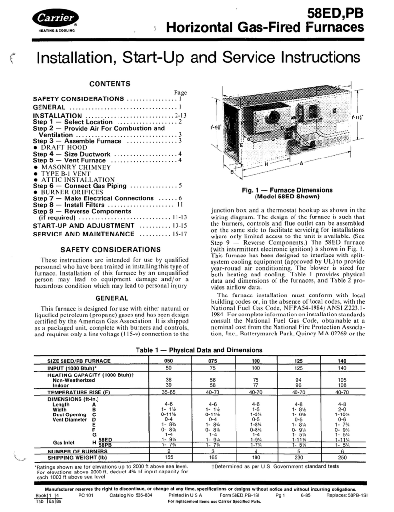 Carrier 58ED Installation, Start-Up and Service Instructions