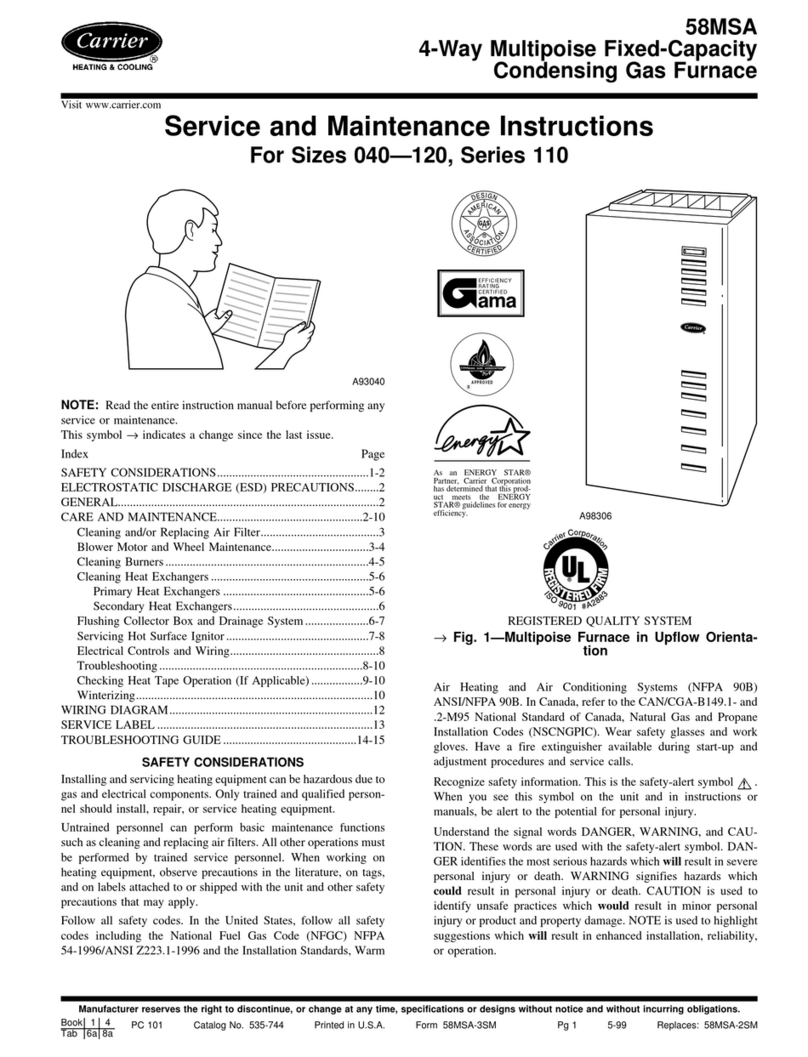 Carrier 58MSA Series Installation and user guide