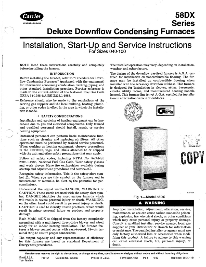 Carrier 58DX Series Installation, Start-Up and Service Instructions