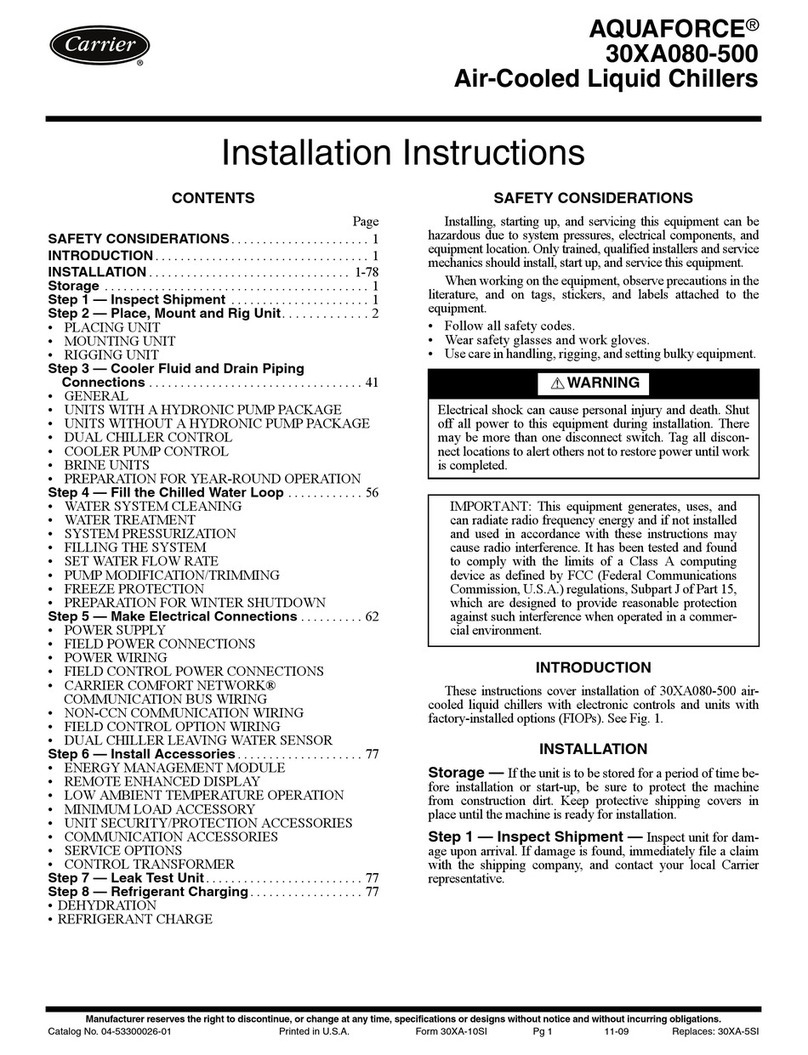 Carrier AQUAFORCE 30XA080-500 User manual Carrier AQUAFORCE 30XA080-500 User manual