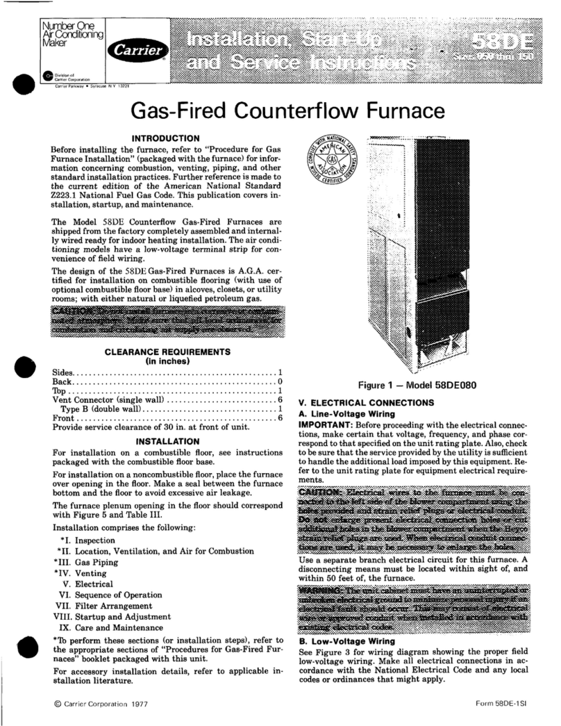 Carrier 58DE Installation, Start-Up and Service Instructions