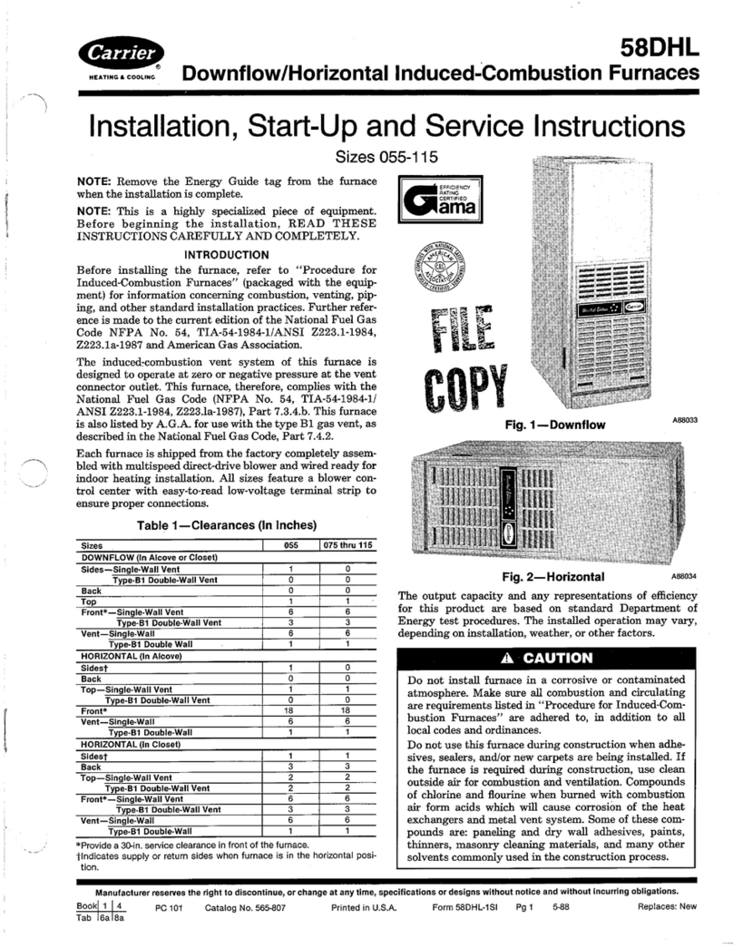 Carrier 58DHL Installation, Start-Up and Service Instructions