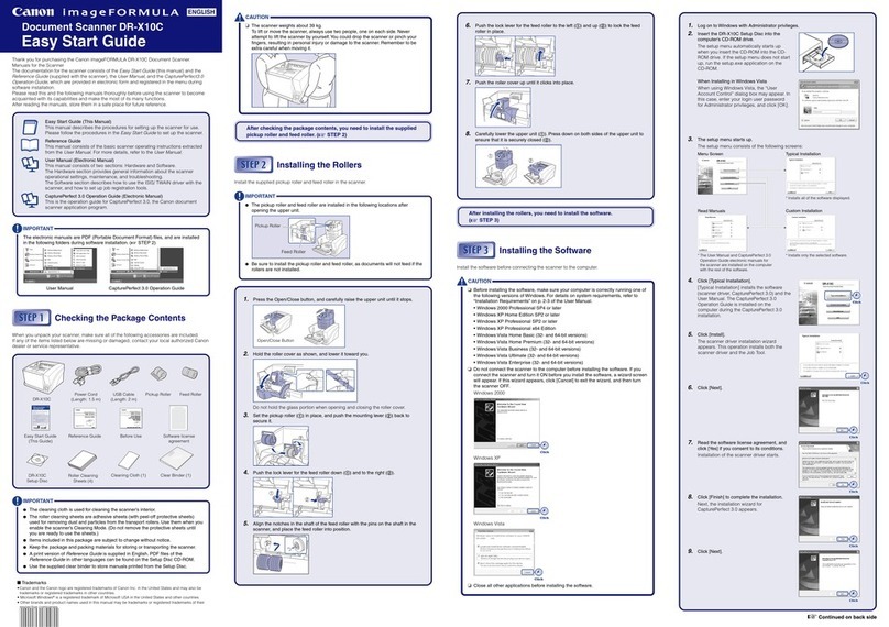 Canon DR-X10C - imageFORMULA - Document Scanner Instructions for use