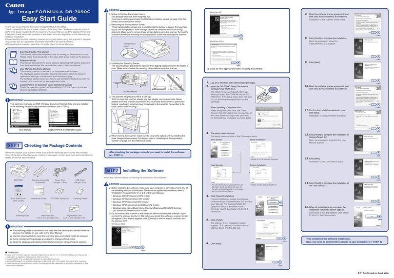 Canon DR 7090C - imageFORMULA - Document Scanner Instructions for use