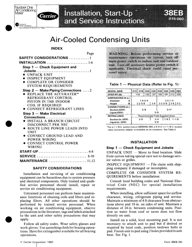 Carrier 38EB Dimensions and installation guide