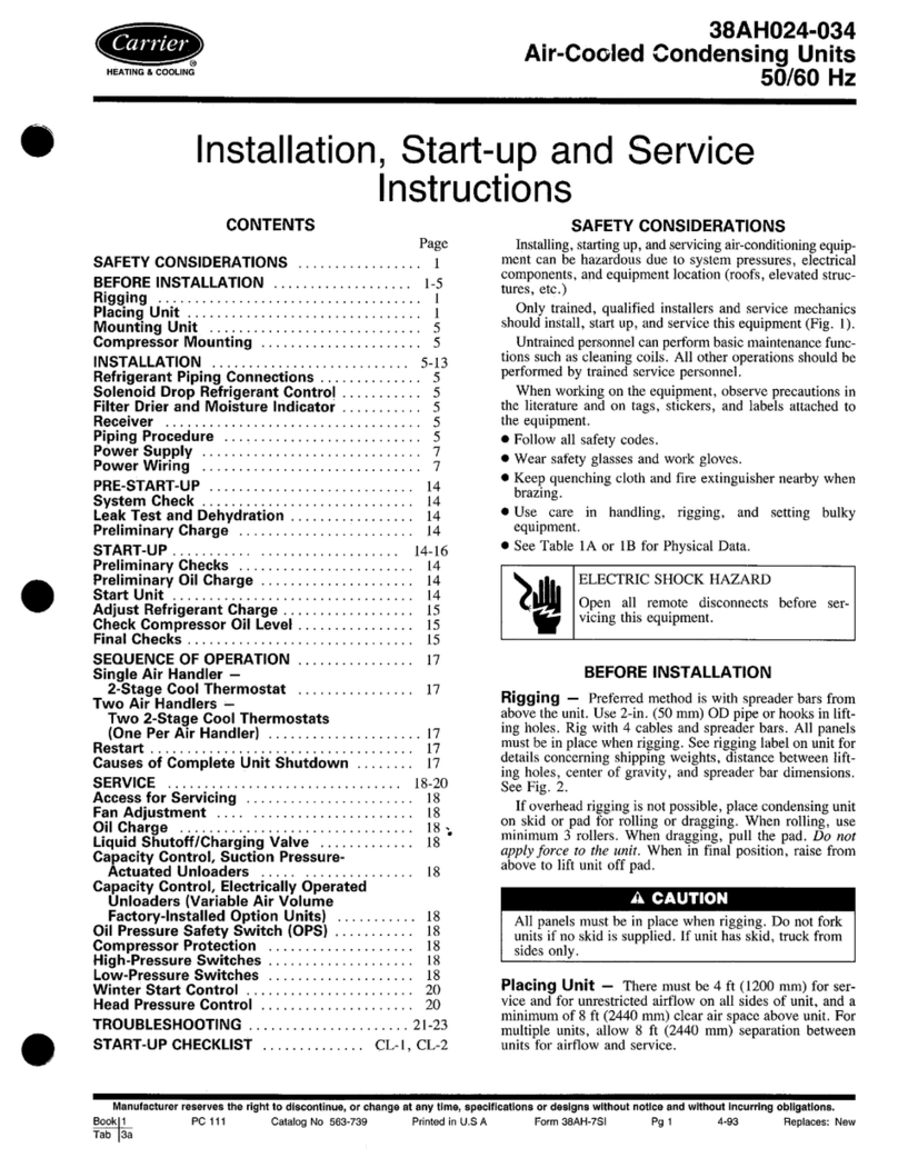 Carrier 38AH024-034 Dimensions and installation guide