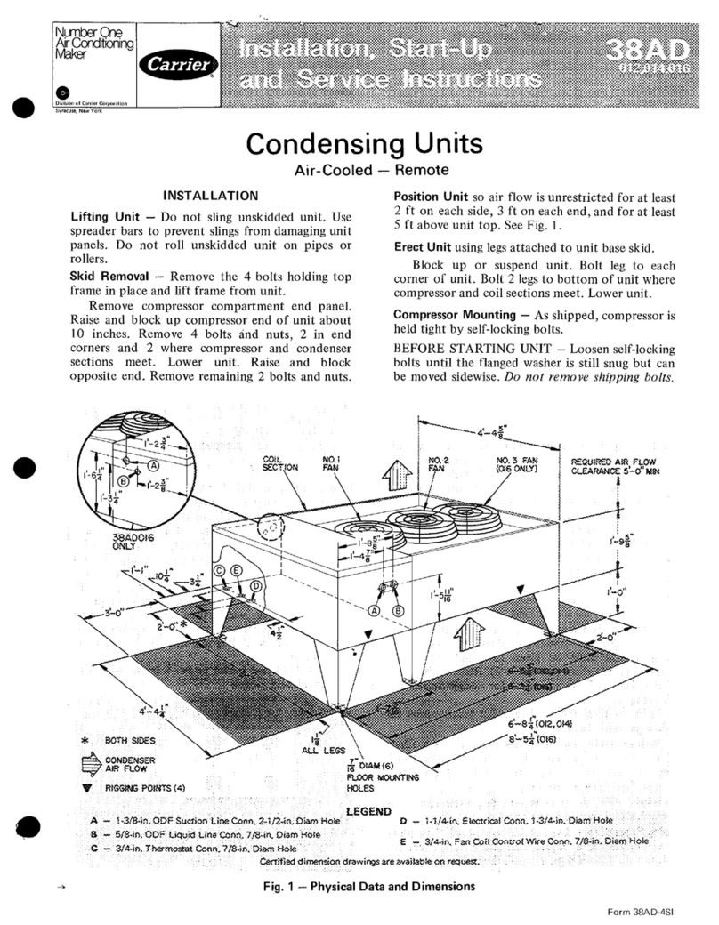 Carrier 38AD Dimensions and installation guide