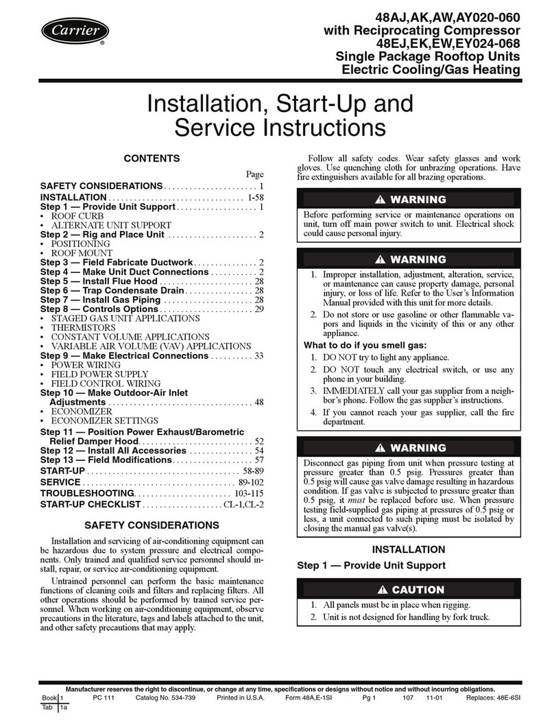 Carrier 48AK Dimensions and installation guide