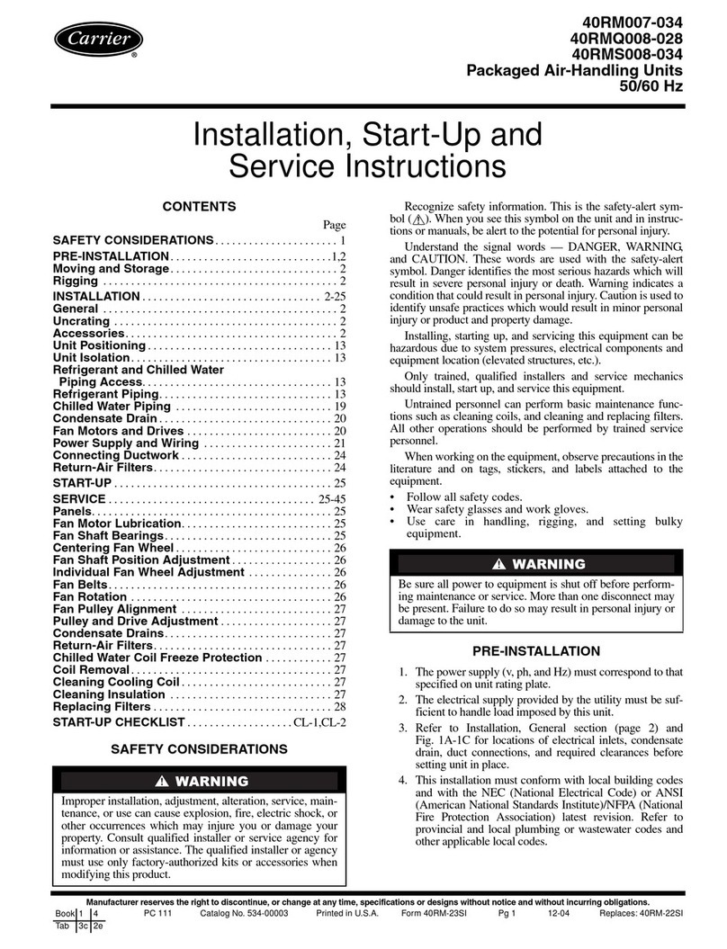 Carrier 40RM007-034 Dimensions and installation guide