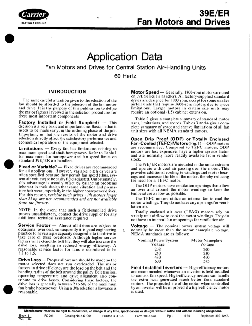 Carrier 39E/ER Application data Carrier 39E/ER Application data