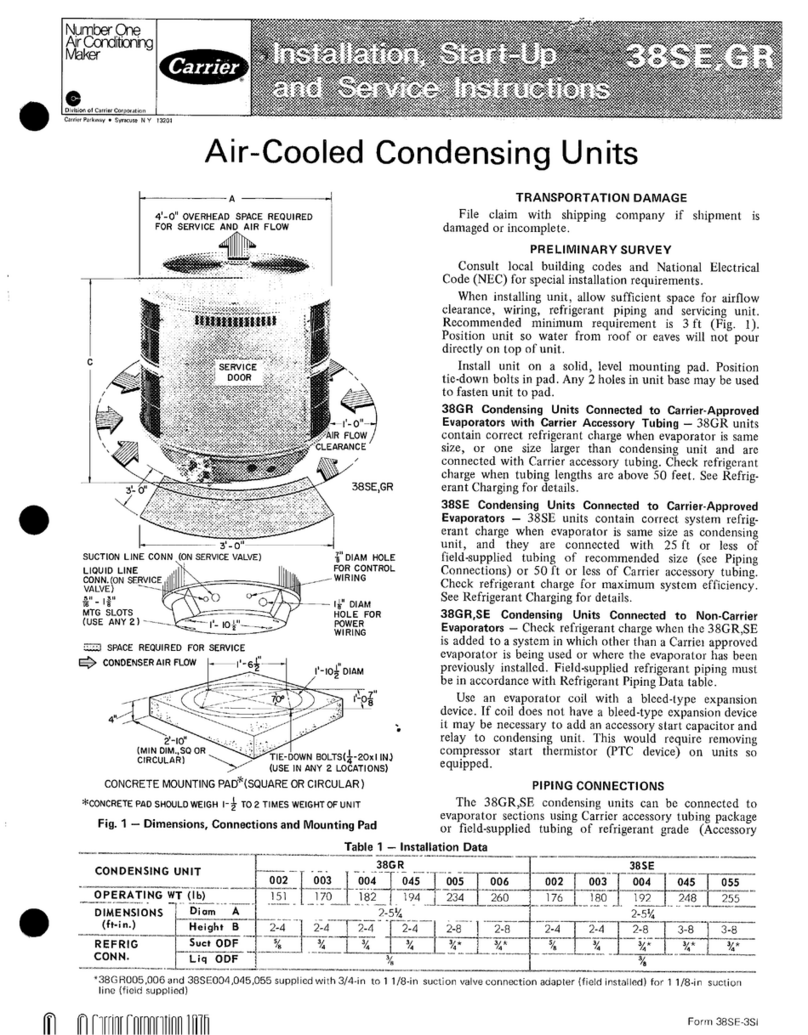 Carrier 38SE Installation, Start-Up and Service Instructions Carrier 38SE Installation, Start-Up and Service Instructions