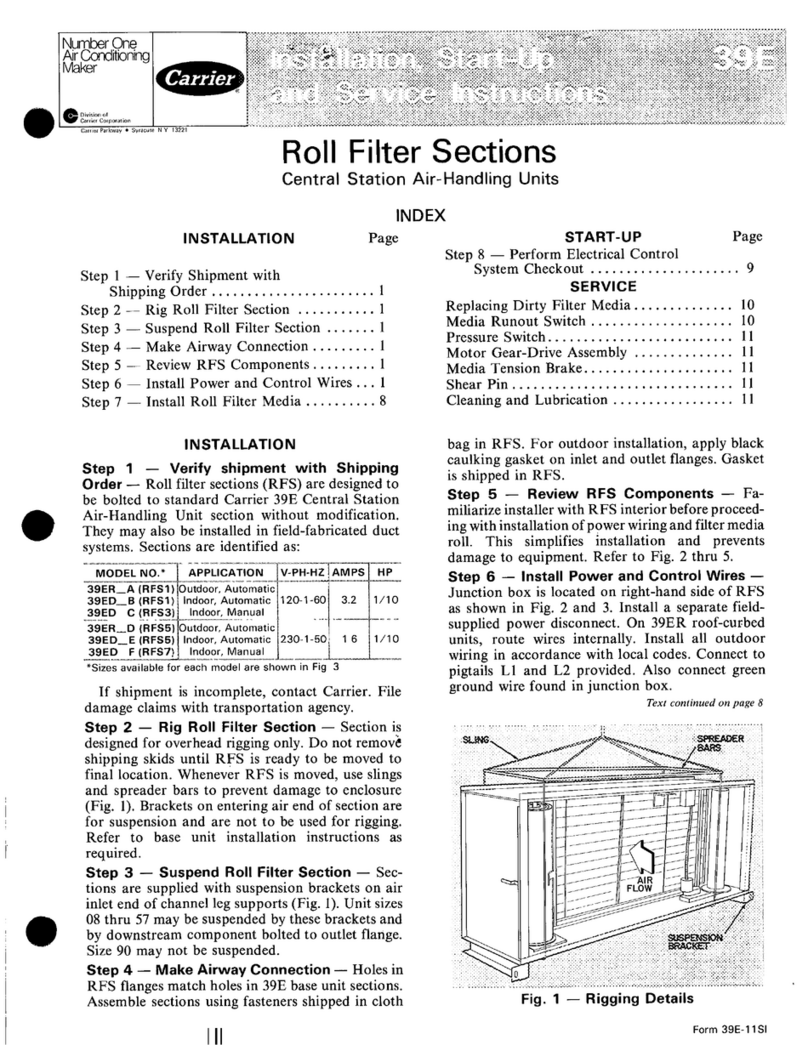 Carrier 39E Dimensions and installation guide