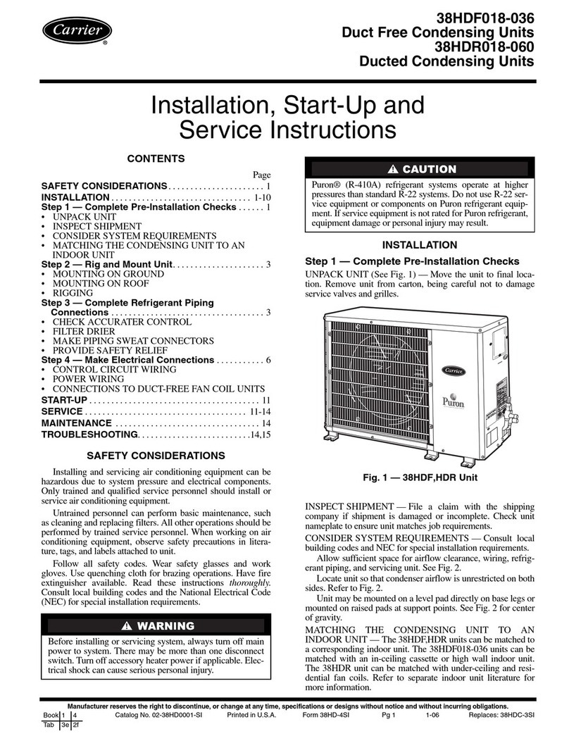 Carrier 38HDF018-036 Dimensions and installation guide Carrier 38HDF018-036 Dimensions and installation guide