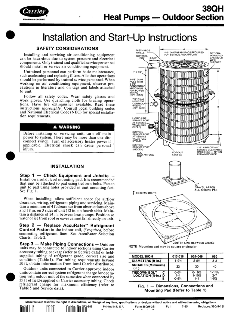 Carrier 38QH Installation and start-up instructions