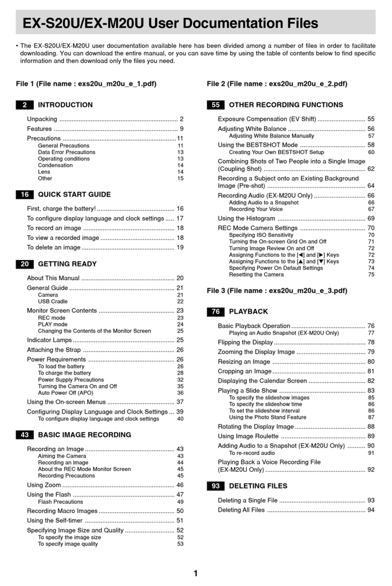 Casio Exilim EX-M20U quick start guide