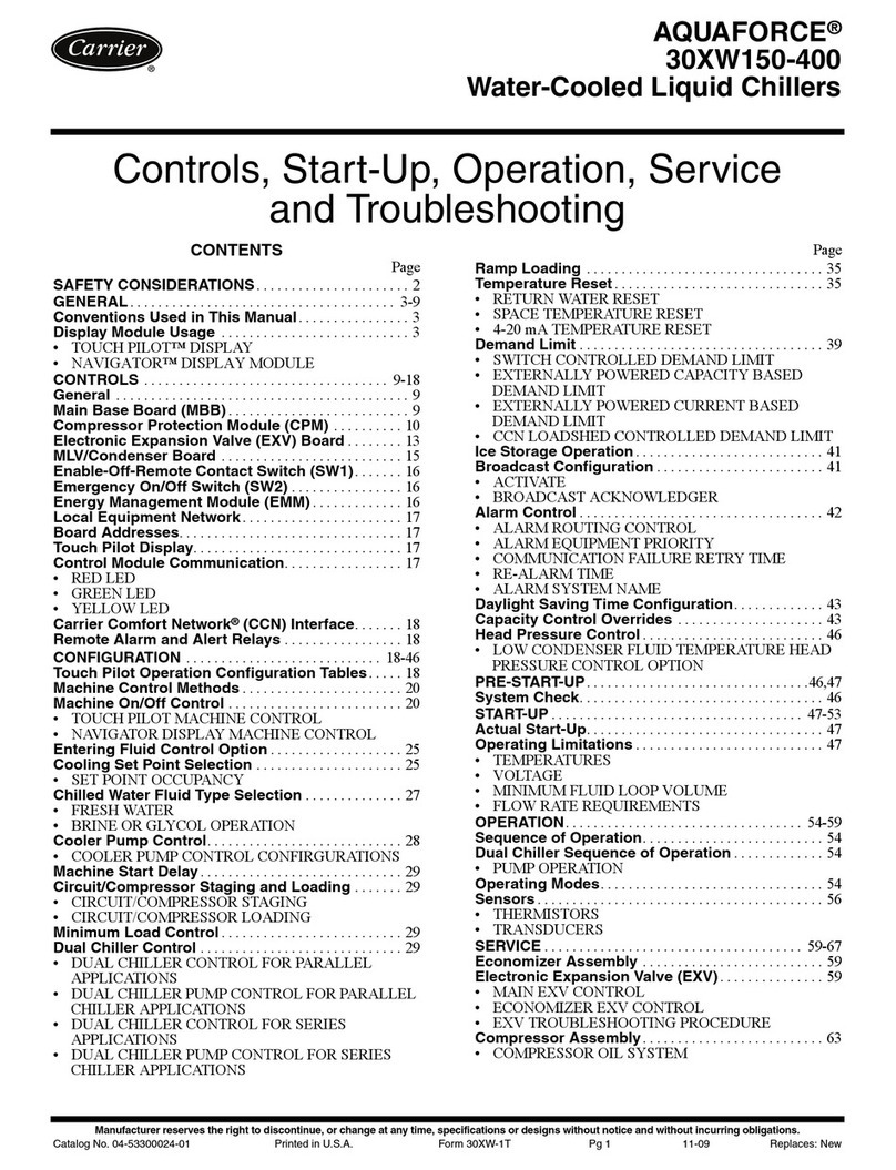 Carrier AQUAFORCE 30XW150-400 Installation and operating instructions
