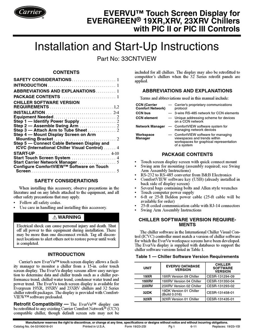 Carrier Evergreen 19XR Installation and start-up instructions