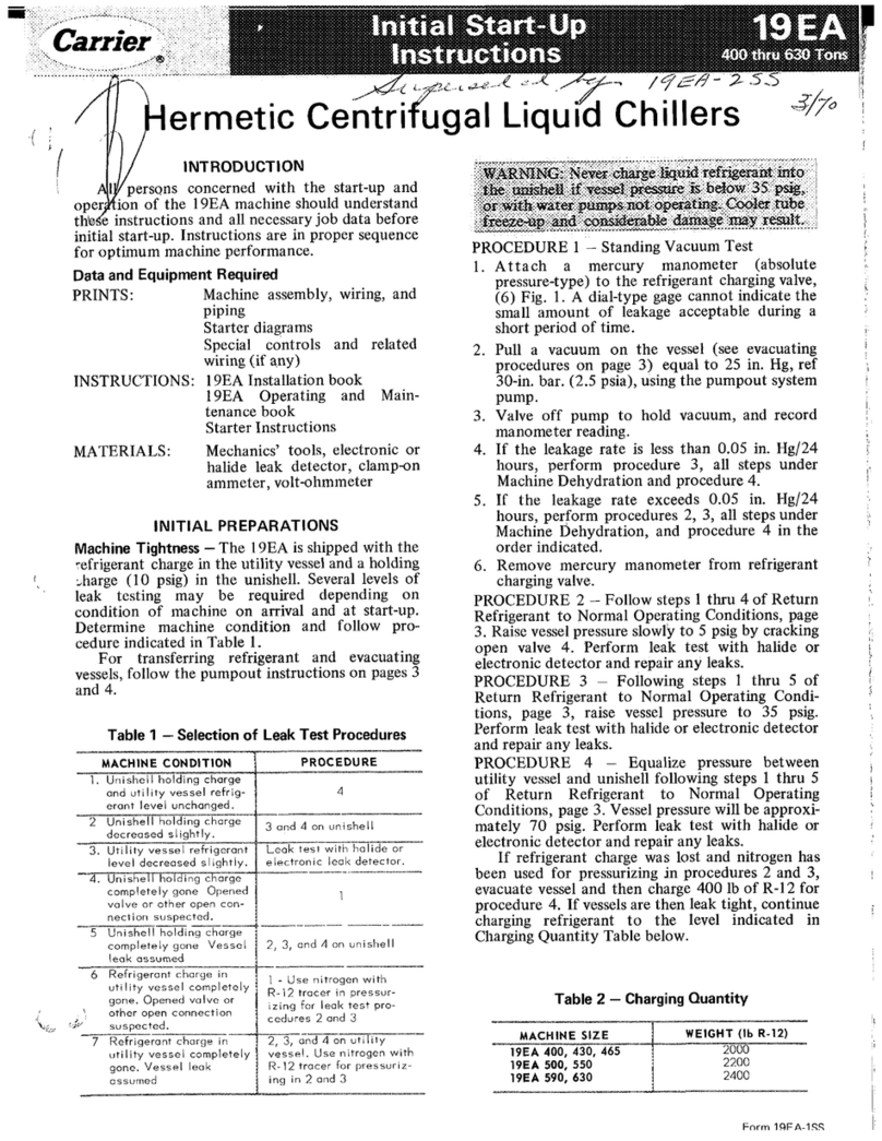 Carrier 19EA Initial Start-Up Instructions