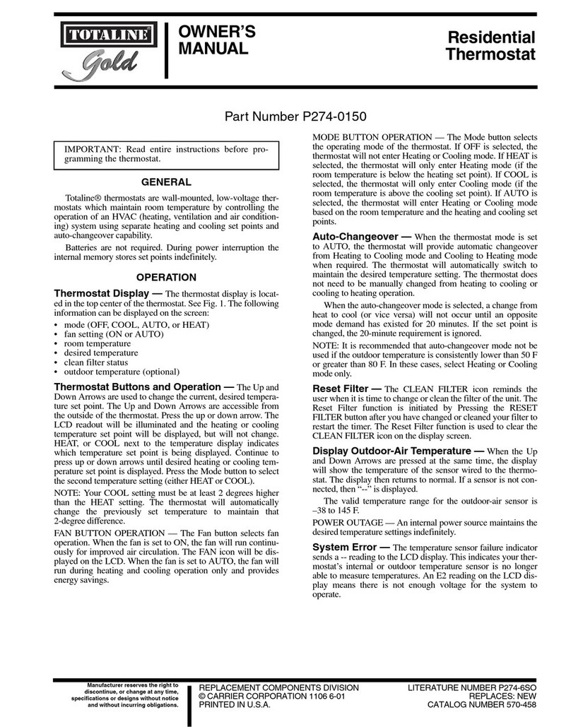Carrier TOTALINE GOLD P274-0150 User manual