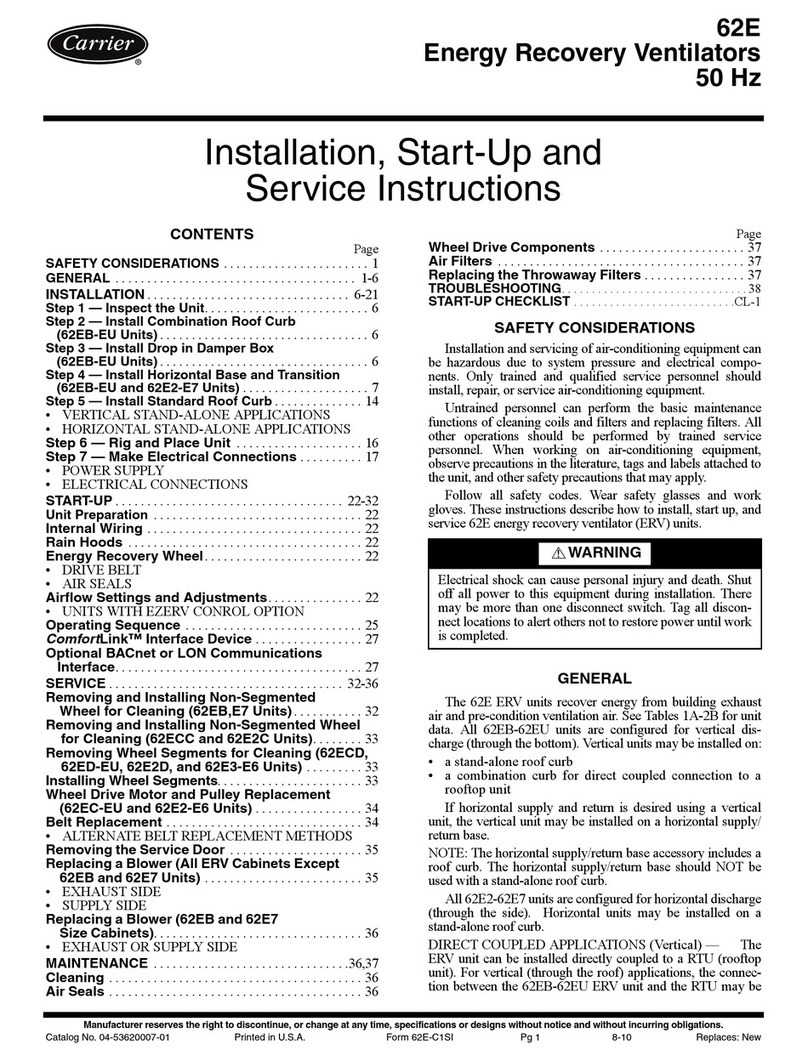 Carrier 62E Dimensions and installation guide