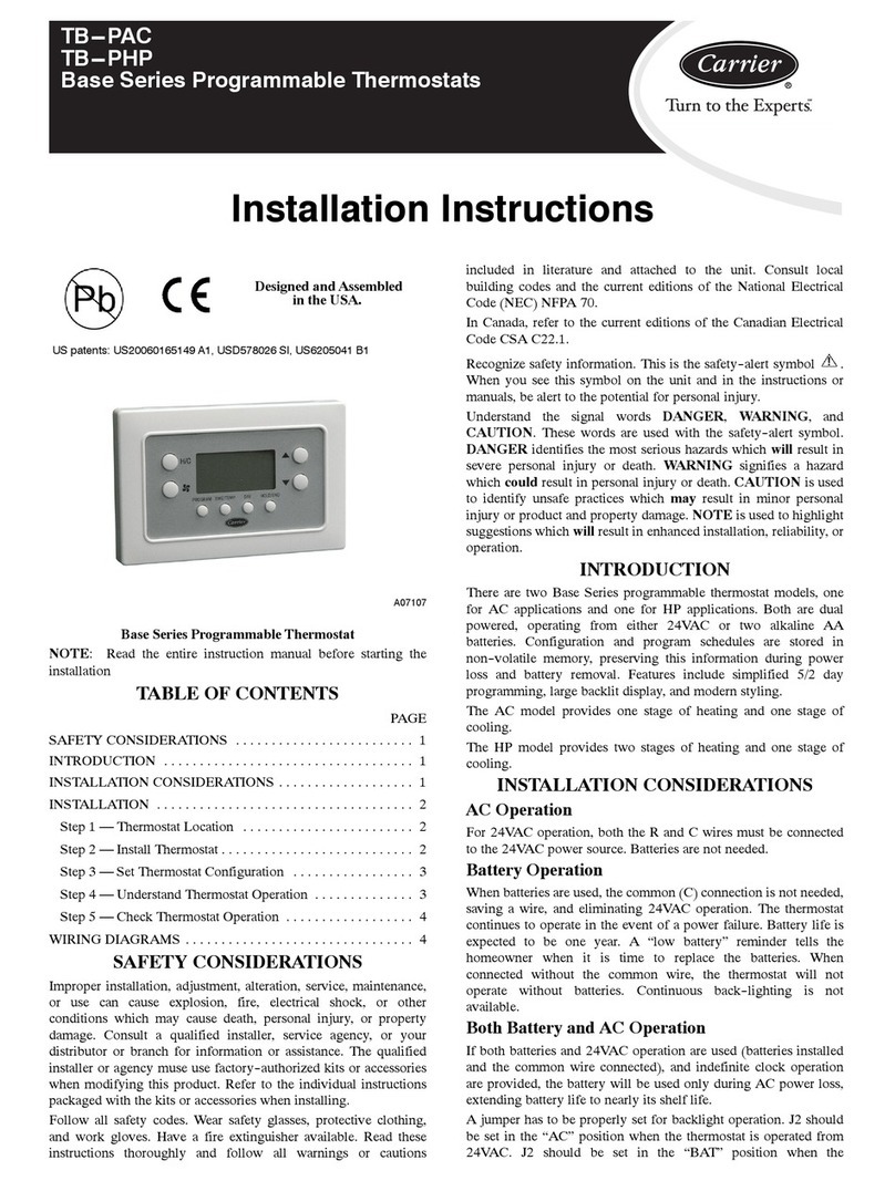 Carrier BASE SERIES PROGRAMMABLE THERMOSTATS TB-PAC User manual