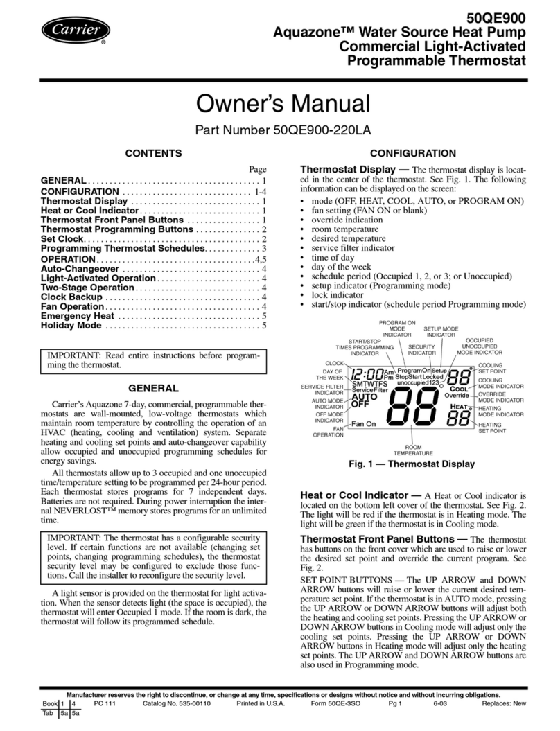 Carrier AQUAZONE 50QE900 User manual