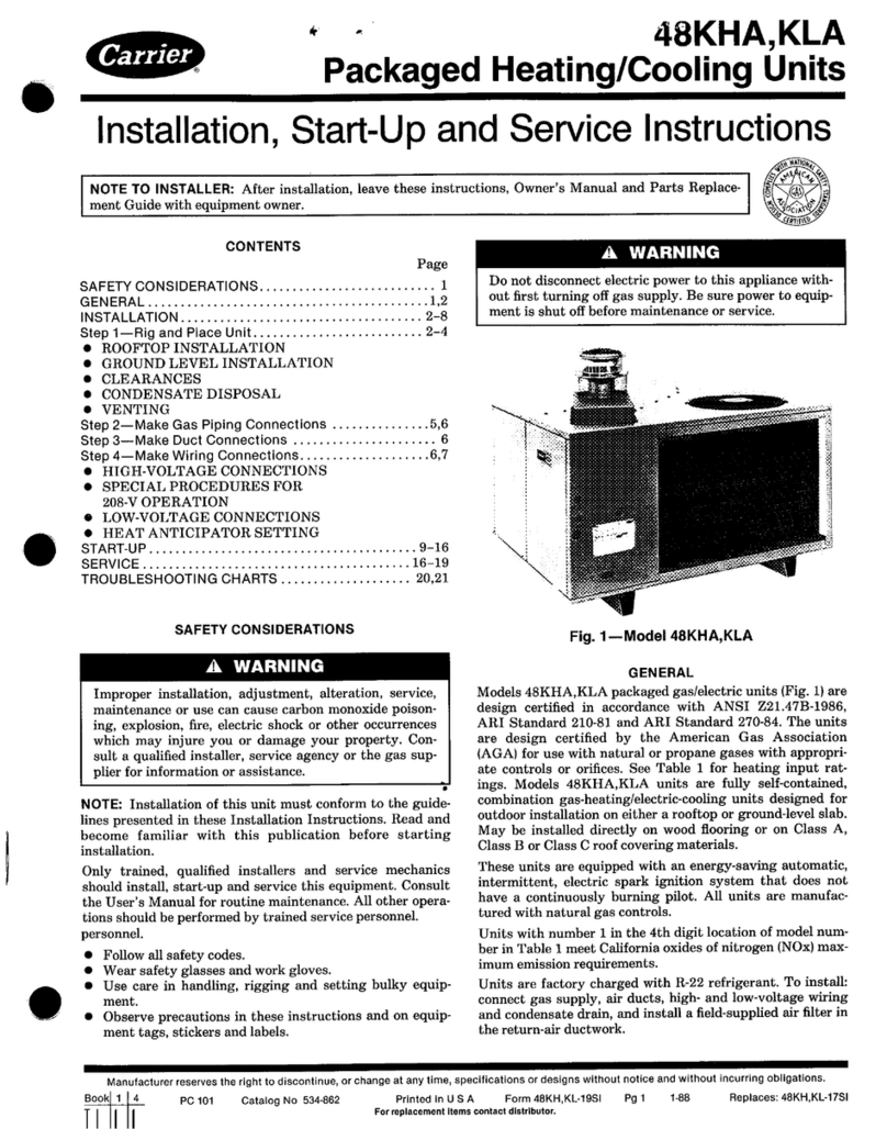 Carrier 48KHA Installation, Start-Up and Service Instructions Carrier 48KHA Installation, Start-Up and Service Instructions
