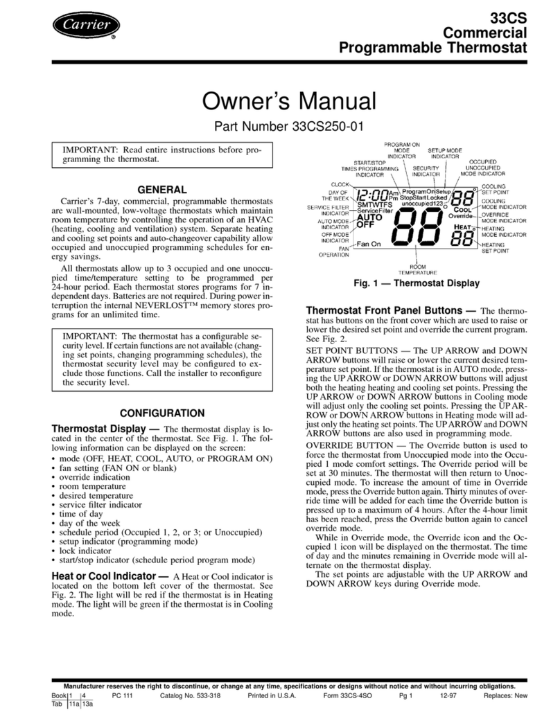 Carrier Debonair 33CS250-01 User manual