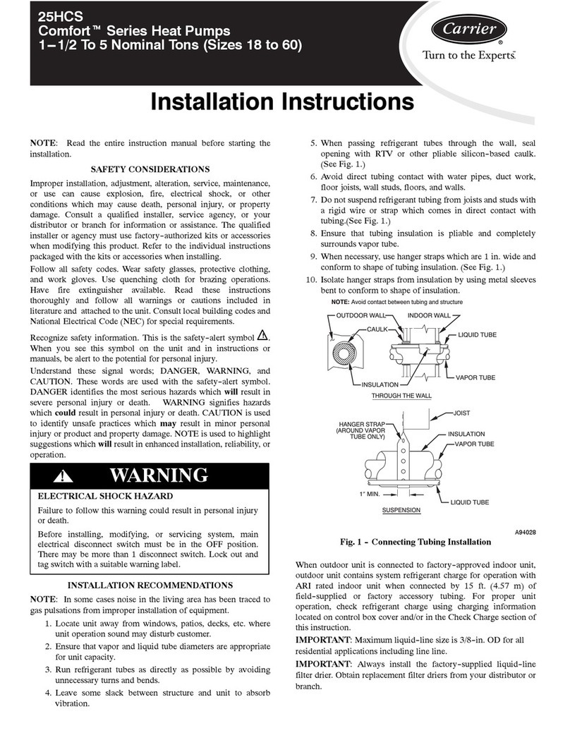 Carrier COMFORT 25HCS installation instructions Carrier COMFORT 25HCS installation instructions
