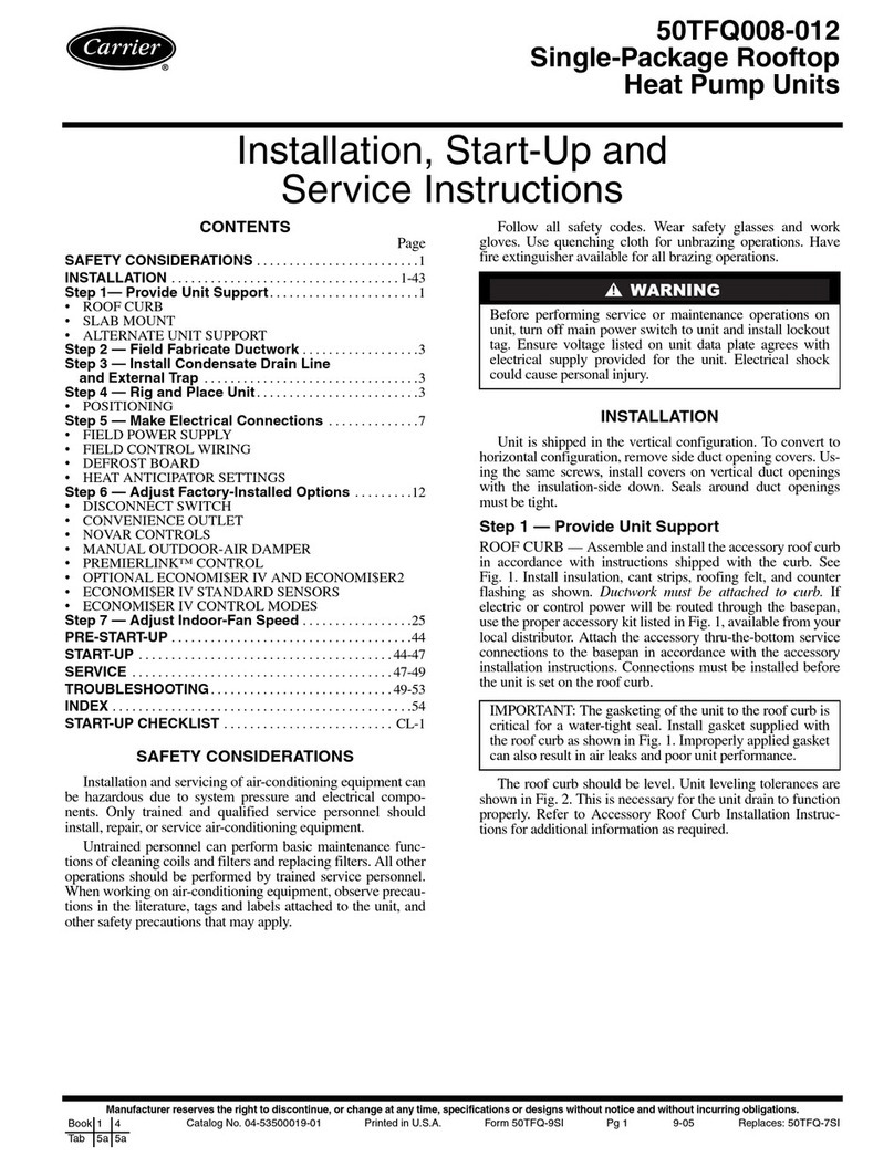 Carrier 50TFQ008-012 Dimensions and installation guide