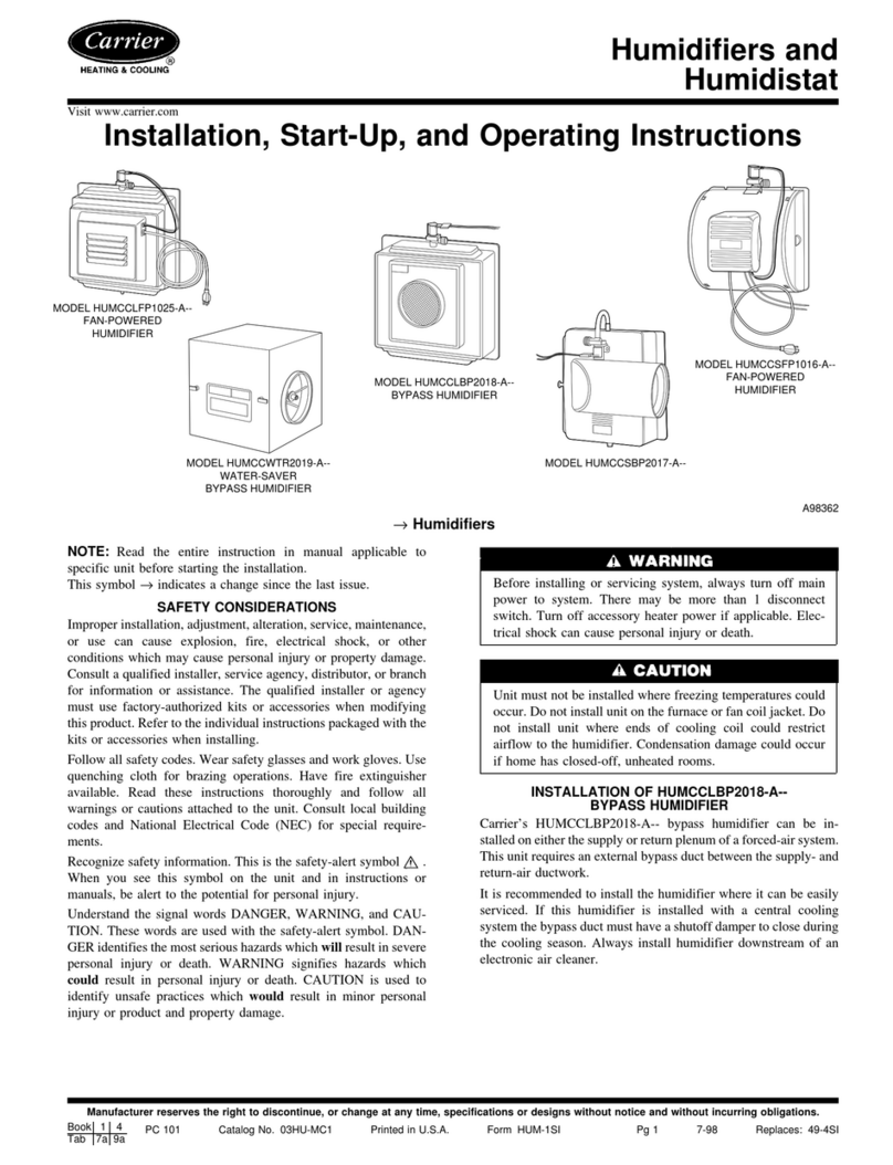 Carrier HUMCCLFP1025-A Series Installation, start-up, and operating instructions
