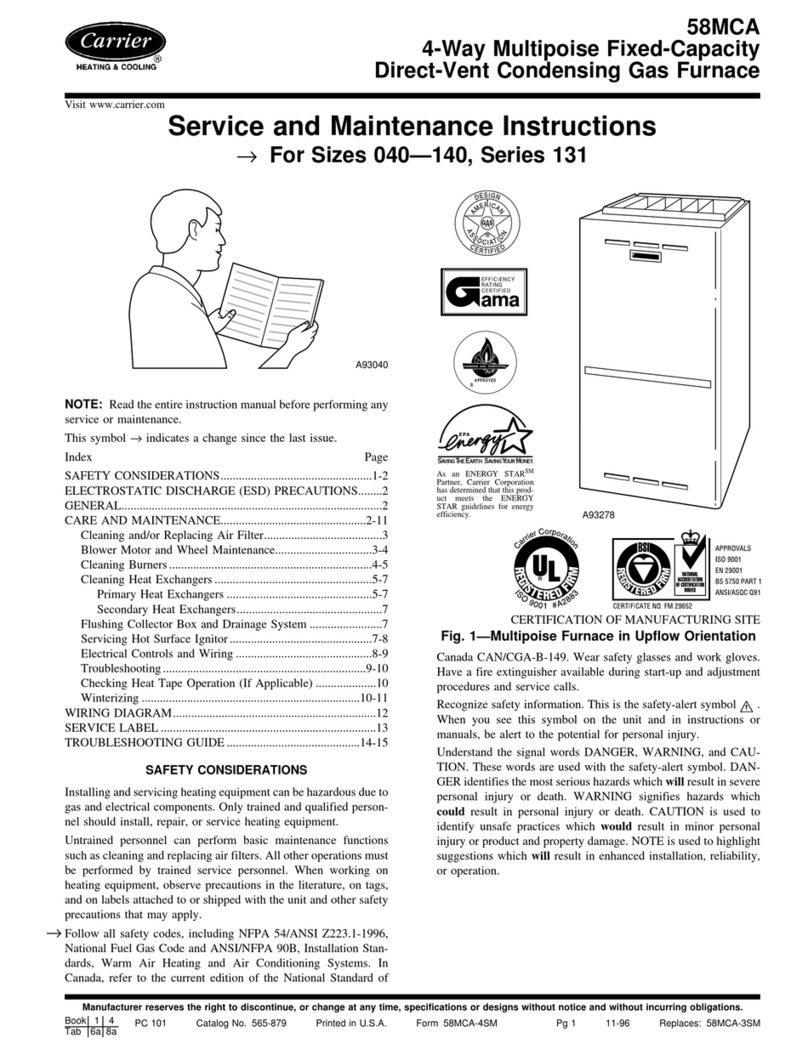 Carrier 58MCA Installation and user guide