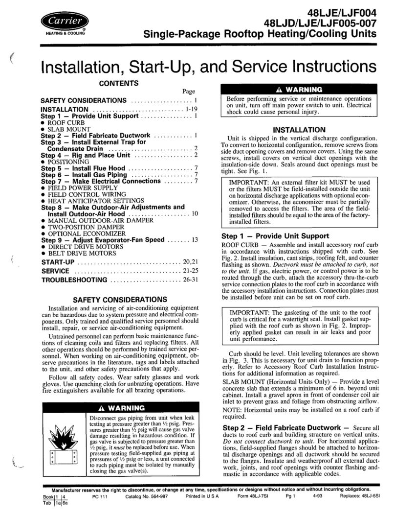 Carrier 48LJD Dimensions and installation guide