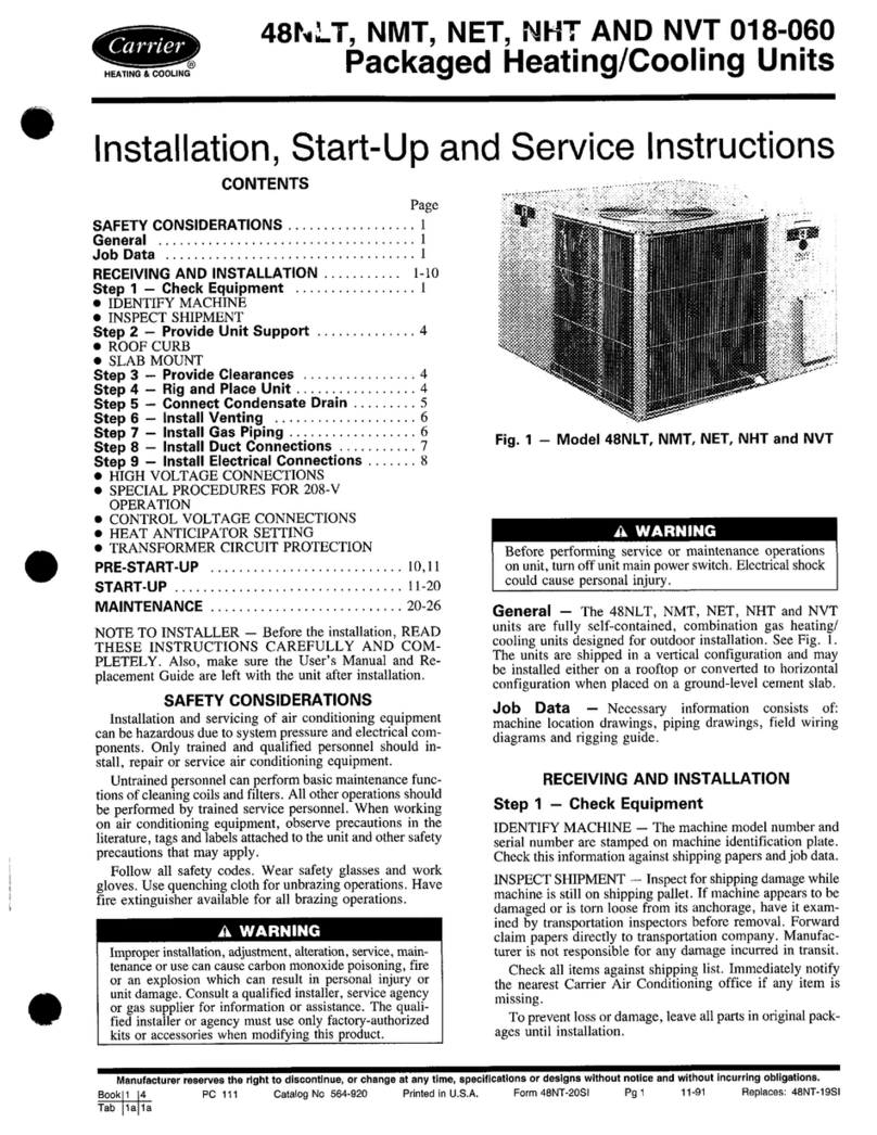 Carrier 48NET Dimensions and installation guide