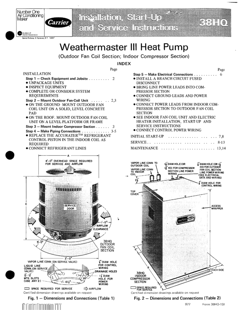 Carrier Weathermaster III 38HQ Installation, Start-Up and Service Instructions