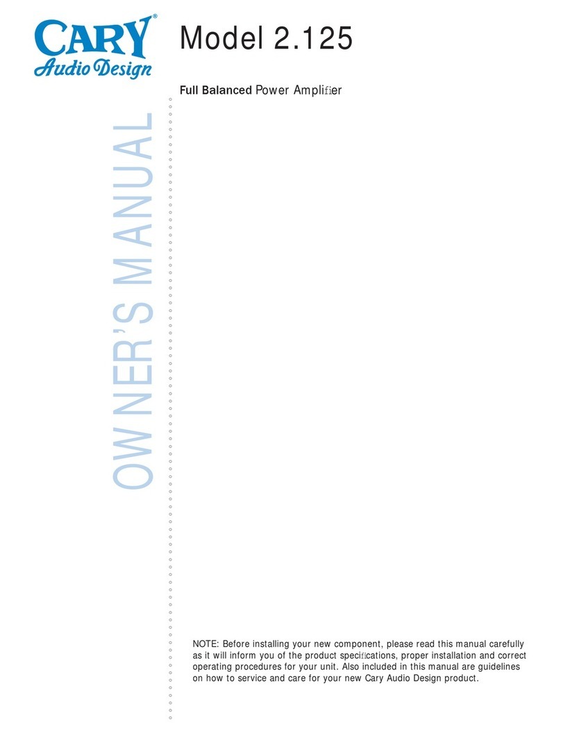 Cary Audio Design Full Balanced Power Amplifier 2.125 User manual