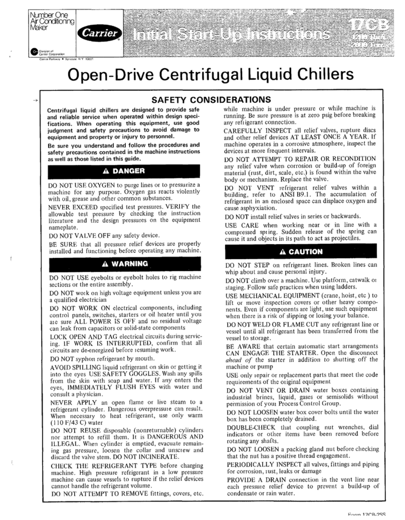 Carrier OPEN-DRIVE CENTRIFUGAL LIQUID CHILLERS 17CB Start-up instructions
