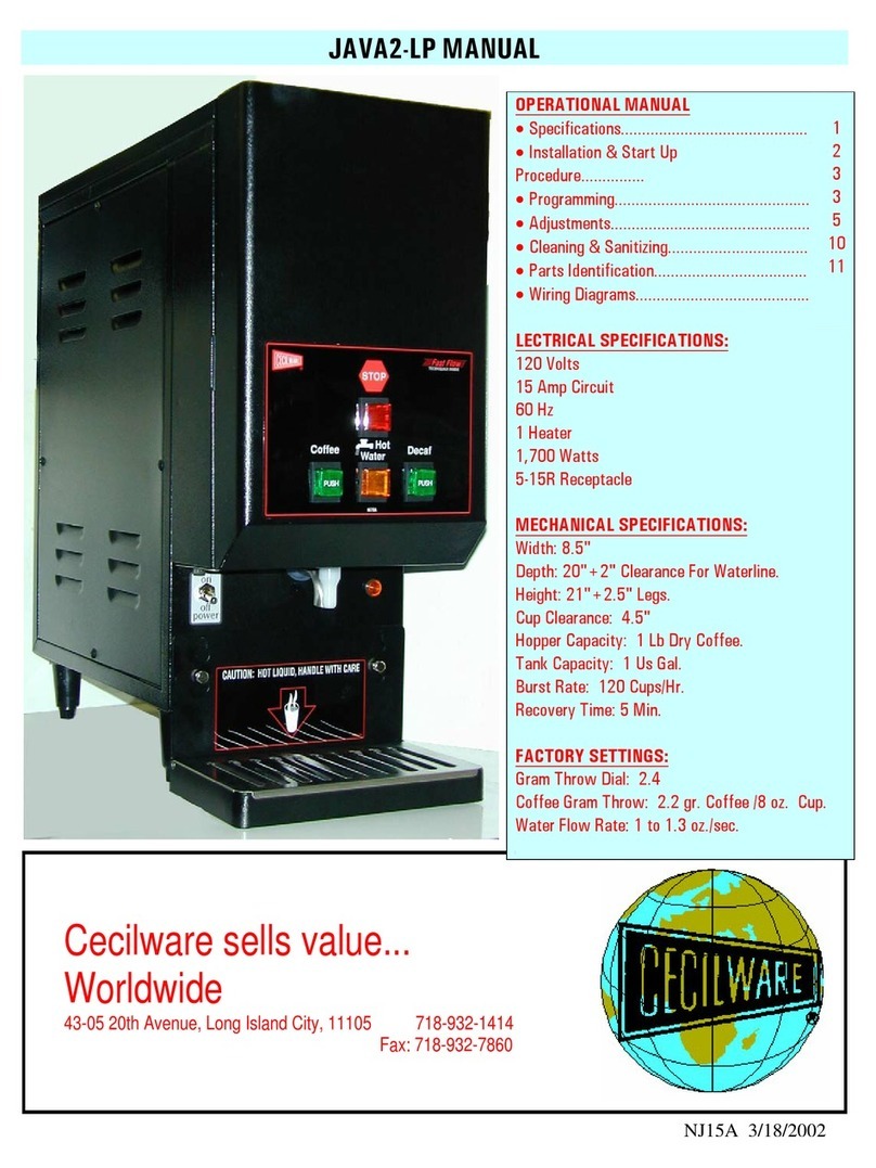 Cecilware JAVA2-LP Operational manual