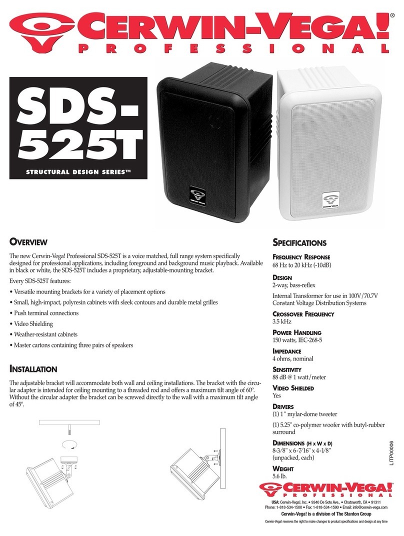 Cerwin-Vega Professional SDS-525T quick guide