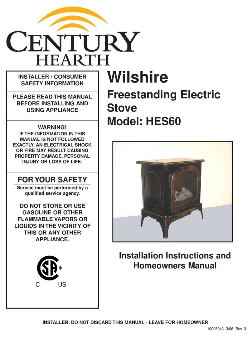Century Hearth Wilshire HES60 Installation instructions and homeowner's manual